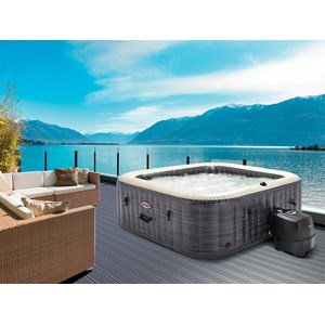 Kit spa gonflable intex purespa ardoise carré bulles 6 places + porte-verre