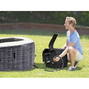 Kit spa gonflable intex purespa ardoise carré bulles 6 places + porte-verre