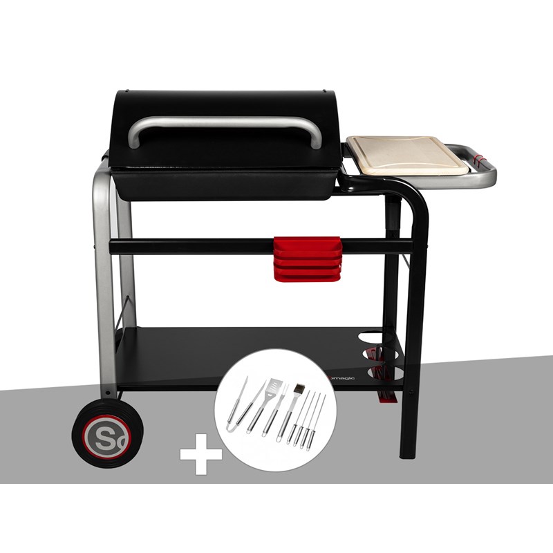 Somagic - Barbecue à charbon vulcano 2600 + malette 8 ustensiles - somagic