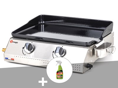 Plancha à gaz vera 200 avec cuve en inox - somagic + dégraissant plancha