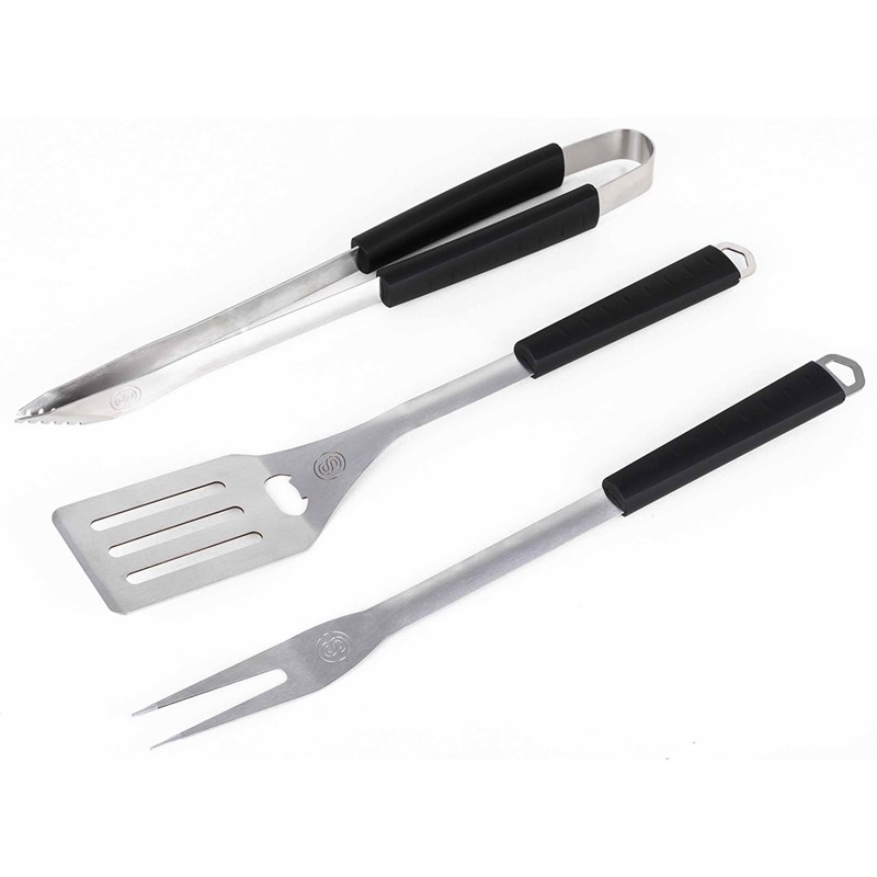 Set de 3 accessoires manches soft touch (pince, spatule et fourchette)