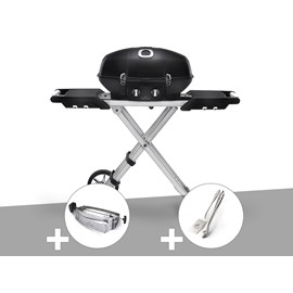 Barbecue à gaz travel q pro 285x + rôtissoire + ensemble 2 ustensiles - napoleon