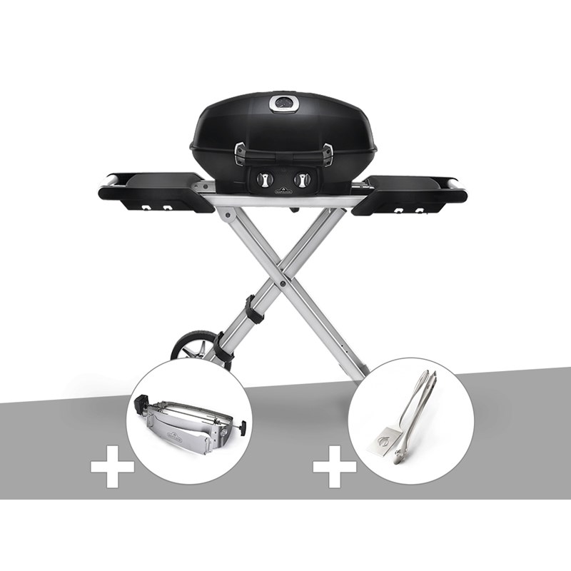 Napoleon - Barbecue à gaz travel q pro 285x + rôtissoire + ensemble 2 ustensiles - napoleon