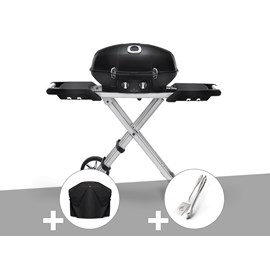 Barbecue à gaz travel q pro 285x + housse + ensemble 2 ustensiles - napoleon
