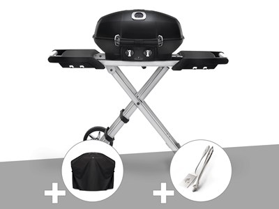 Barbecue à gaz travel q pro 285x + housse + ensemble 2 ustensiles - napoleon