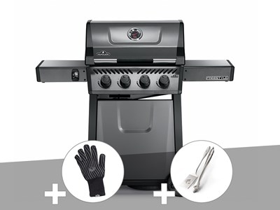 Barbecue à gaz freestyle f425 + gant + ensemble 2 ustensiles - napoleon