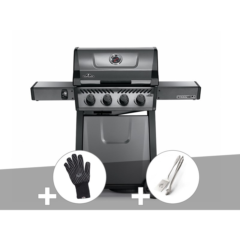 Barbecue à gaz freestyle f425 + gant + ensemble 2 ustensiles - napoleon