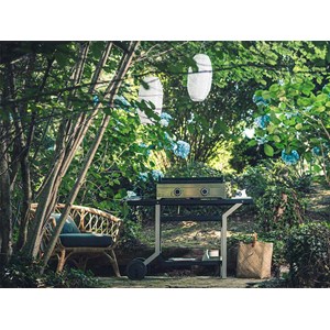 Table pour plancha roulante acier noir et gris clair - forge adour