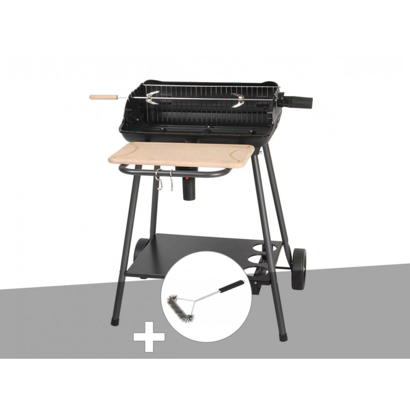 Barbecue charbon bergamo + brosse en t - somagic