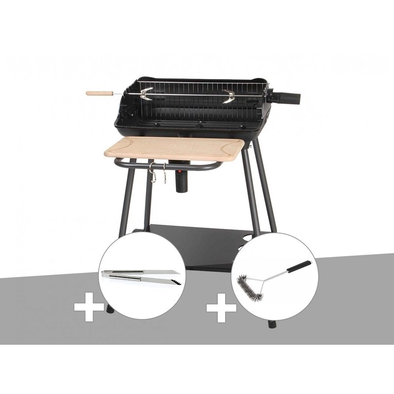 Somagic - Barbecue charbon bergamo + pince en inox + brosse en t - somagic