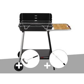Barbecue charbon florence + brosse en t + kit tournebroche - somagic