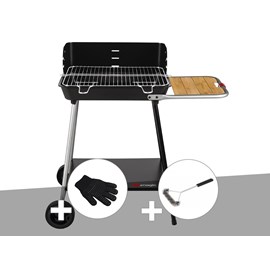 Barbecue charbon florence + gant de protection + brosse en t - somagic