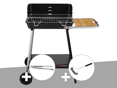 Barbecue charbon florence + pince en inox + brosse en t - somagic