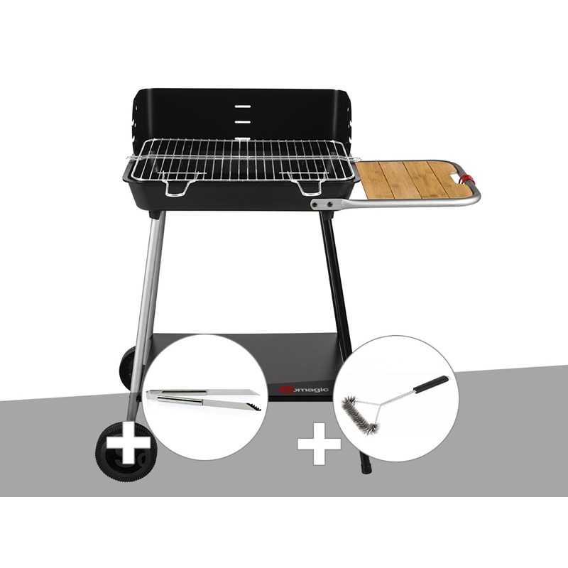 Somagic - Barbecue charbon florence + pince en inox + brosse en t - somagic