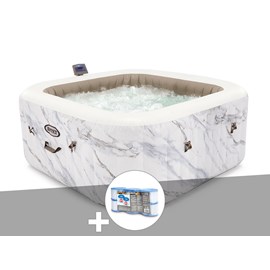 Kit spa gonflable intex purespa calacatta carré bulles 4 places + 6 filtres