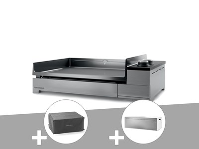 Plancha électrique premium 60 inox avec housse et couvercle - forge adour