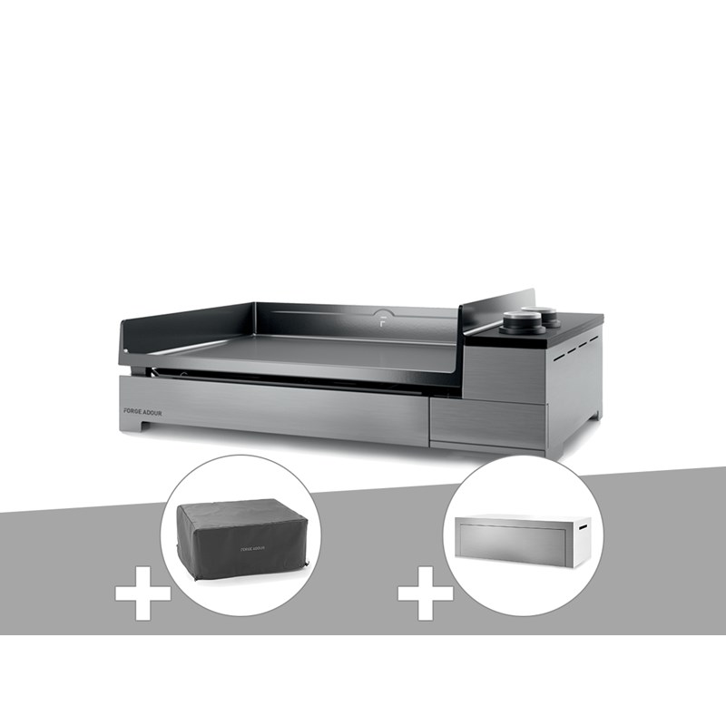Forge Adour - Plancha électrique premium 60 inox avec housse et couvercle - forge adour