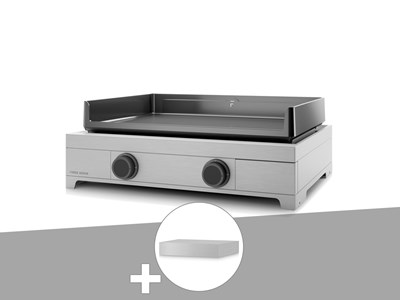 Plancha gaz modern 60 inox avec couvercle - forge adour