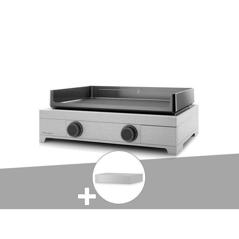 Plancha gaz modern 60 inox avec couvercle - forge adour