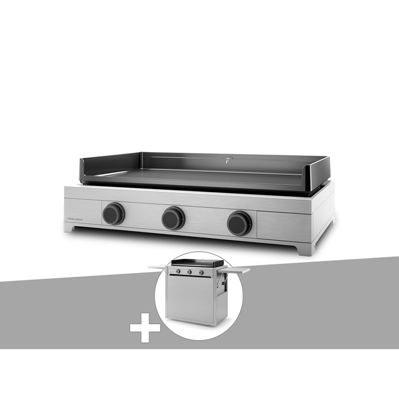 Plancha gaz modern 75 inox avec chariot - forge adour