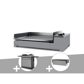 Plancha gaz premium 60 acier avec chariot et couvercle - forge adour