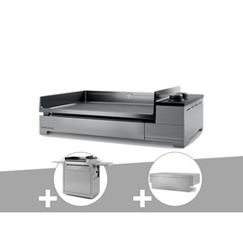 Plancha gaz premium 60 inox avec chariot et couvercle - forge adour