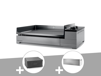 Plancha gaz premium 60 inox avec housse et couvercle pour plancha - forge adour