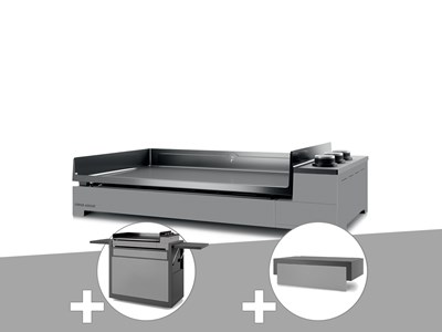 Plancha gaz premium 75 acier avec chariot et couvercle - forge adour