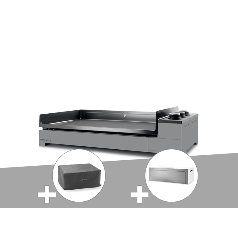 Plancha gaz premium 75 acier avec housse et couvercle pour plancha - forge adour