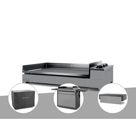 Plancha gaz premium 75 acier avec couvercle, chariot et housse - forge adour