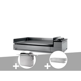 Plancha gaz premium 75 inox avec chariot et couvercle - forge adour