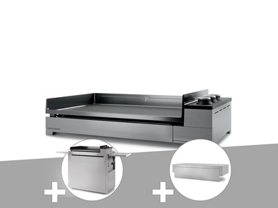 Plancha gaz premium 75 inox avec chariot et couvercle - forge adour