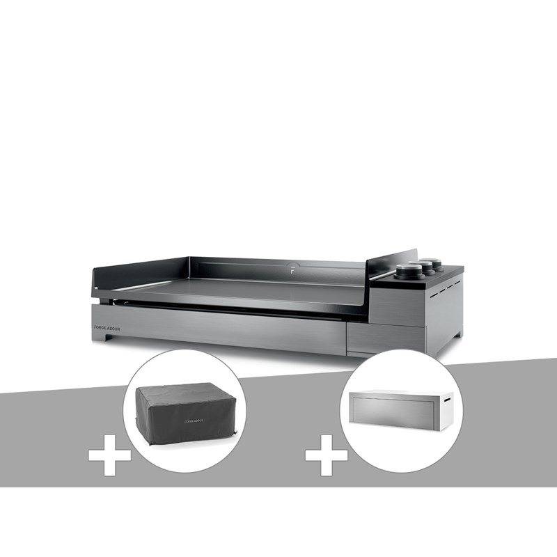 Forge Adour - Plancha gaz premium 75 inox avec housse et couvercle pour plancha - forge adour
