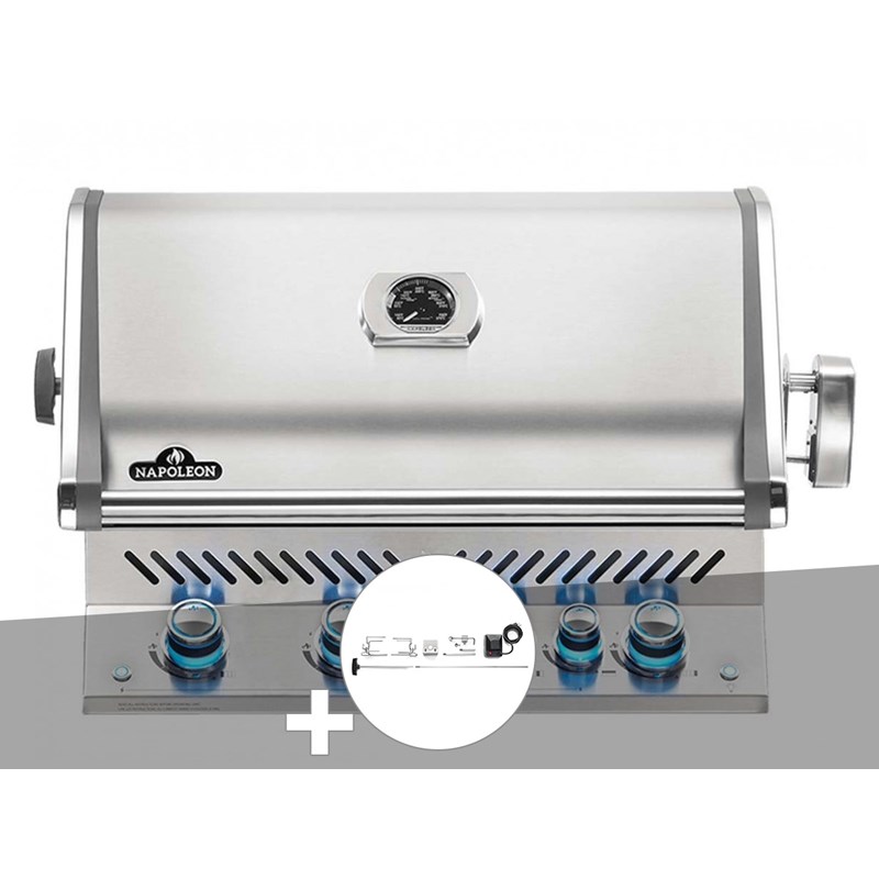 Barbecue à gaz encastrable prestige pro 500 inox avec rôtissoire - napoleon