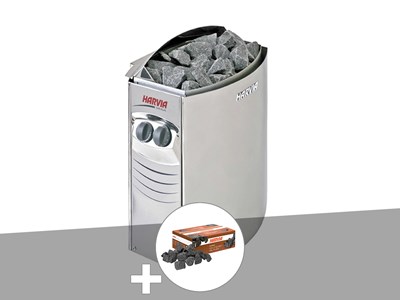 Poêle électrique 4,5 kw vega pour sauna traditionnel + pierres de lave - harvia