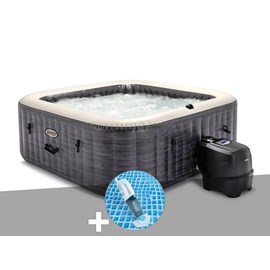 Kit spa gonflable intex purespa ardoise carré bulles 6 places + aspirateur