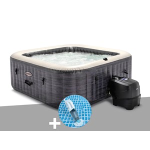 Kit spa gonflable intex purespa ardoise carré bulles 6 places + aspirateur