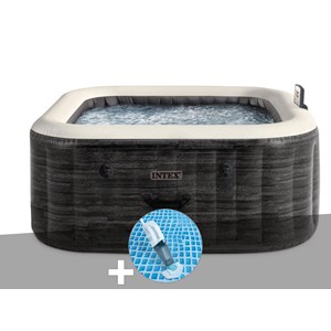 Kit spa gonflable intex purespa ardoise carré bulles 6 places + aspirateur
