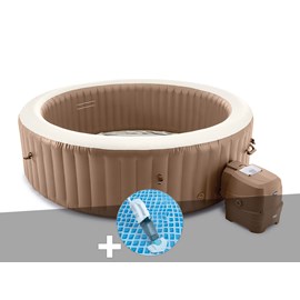 Kit spa gonflable intex purespa sahara rond bulles 8 places + aspirateur