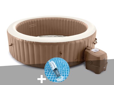 Kit spa gonflable intex purespa sahara rond bulles 8 places + aspirateur