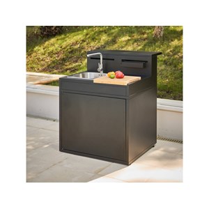 Meuble de cuisine extérieure comptoir bar évier acier noir fermé - forge adour