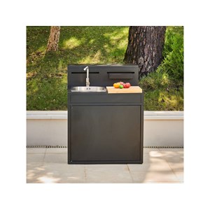 Meuble de cuisine extérieure comptoir bar évier acier noir fermé - forge adour