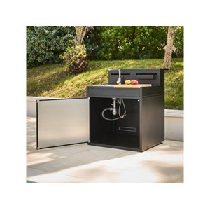 Meuble de cuisine extérieure comptoir bar évier acier noir fermé - forge adour