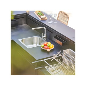 Meuble de cuisine extérieure comptoir bar évier acier noir fermé - forge adour