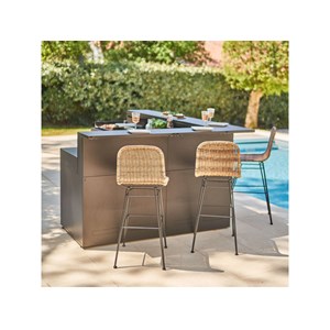 Meuble de cuisine extérieure comptoir bar angle acier noir fermé - forge adour