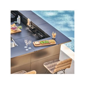 Meuble de cuisine extérieure comptoir bar angle acier noir fermé - forge adour