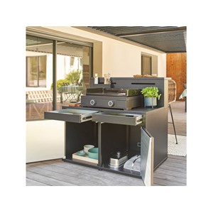 Meuble de cuisine extérieure comptoir bar acier noir - forge adour