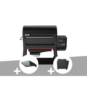Barbecue à pellets searwood xl 600 + plan de travail + housse - weber