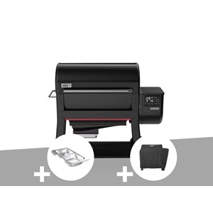 Barbecue à pellets searwood xl 600 + kit de fumage + housse - weber