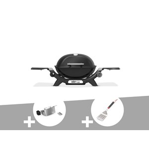 Barbecue à gaz q 1200n noir + rôtissoire + spatule - weber